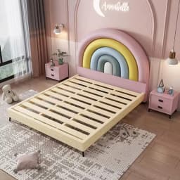 #For high quality kids bed creative luxury girl unique storage cute upholstered wooden furniture leather soft kids bed