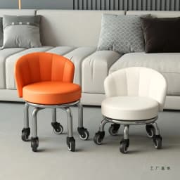 Rolling Stool with Backrest Universal Wheel Low Round Stool for Home Cleaning Beauty Seam Kids Walking