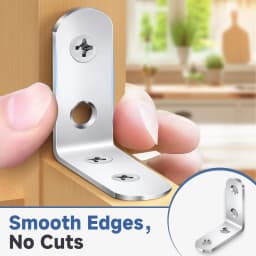 40PCS L Brackets Stainless Steel Corner Braces with Screws, 90° Right Angle Shelf Supports for Wood Furniture Accessories, Table