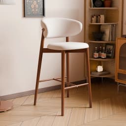 Minimalist Bar Stool - Walnut Finish Wood Frame, Soft Upholstery Chair , Ideal for Kitchen Island & Home Bar