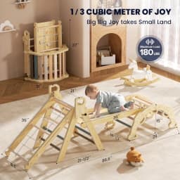 Solid wood children's climbing frame – folding slide combination, indoor home