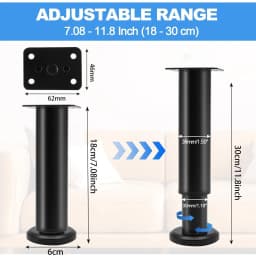 4PCS Adjustable Furniture Couch Cabinet Legs , Heavy Duty Adjustable Height Replacement Legs for Dresser/Sofa/Bed/Chair