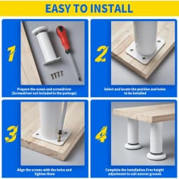 4PCS Adjustable Furniture Couch Cabinet Legs , Heavy Duty Adjustable Height Replacement Legs for Dresser/Sofa/Bed/Chair
