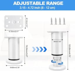 4PCS Adjustable Furniture Couch Cabinet Legs , Heavy Duty Adjustable Height Replacement Legs for Dresser/Sofa/Bed/Chair