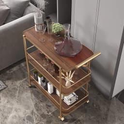 European Style Wine Trolley 3-Tier Kitchen Storage Rack Hotel Mobile Serving Cart Iron Home Dining Cart