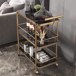 European Style Wine Trolley 3-Tier Kitchen Storage Rack Hotel Mobile Serving Cart Iron Home Dining Cart