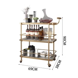 European Style Wine Trolley 3-Tier Kitchen Storage Rack Hotel Mobile Serving Cart Iron Home Dining Cart