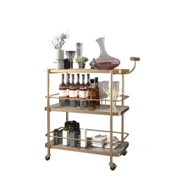 European Style Wine Trolley 3-Tier Kitchen Storage Rack Hotel Mobile Serving Cart Iron Home Dining Cart