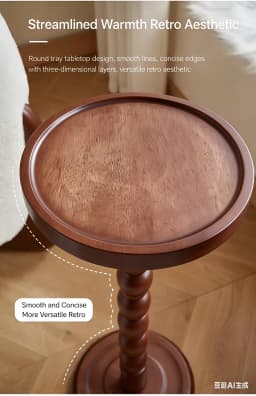 Zuolin Rubber Wood Vintage Side Table, Space-Saving for Living Room/Bedroom/Entryway