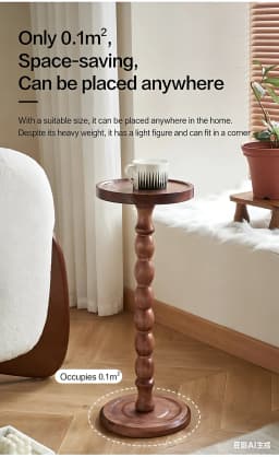 Zuolin Rubber Wood Vintage Side Table, Space-Saving for Living Room/Bedroom/Entryway