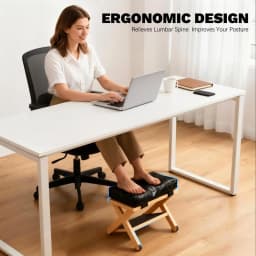 Under Desk Footrest Wooden Double Layer Non Slip Ergonomic Foot Rest for Office Home Apartment Bedroom Adjustable Foot Stool