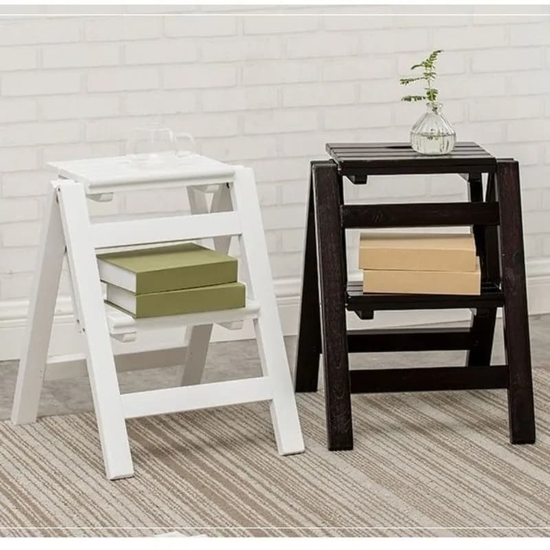 Rustic Vintage Creative Solid Wood Thick 2-Step Ladder Stool Chair Mobile Space Saving Lightweight Home Decor Novelty New Indoor