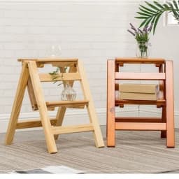 Rustic Vintage Creative Solid Wood Thick 2-Step Ladder Stool Chair Mobile Space Saving Lightweight Home Decor Novelty New Indoor