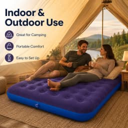 1PC Inflatable Air Mattress Bed with Built-in Pump, Flocked Surface Durable Portable Air Bed for Home Guest Camping Travel