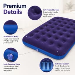 1PC Inflatable Air Mattress Bed with Built-in Pump, Flocked Surface Durable Portable Air Bed for Home Guest Camping Travel