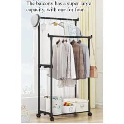 Simple floor-to-ceiling bedroom pants rack, shoe and hat integrated rack, single and double rod with wheel drying rack