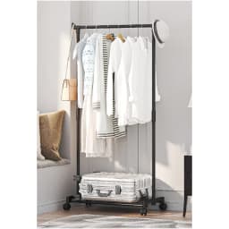 Simple floor-to-ceiling bedroom pants rack, shoe and hat integrated rack, single and double rod with wheel drying rack