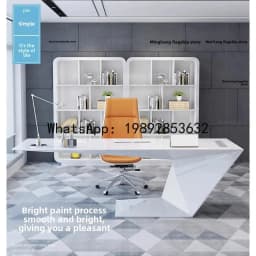 T20- Simple Modern White Lacquer Creative Fashion Executive Desk Irregular Shape