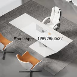 T20- Simple Modern White Lacquer Creative Fashion Executive Desk Irregular Shape