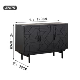 K Black new Italian side cabinet, tempered glass large storage high cabinet