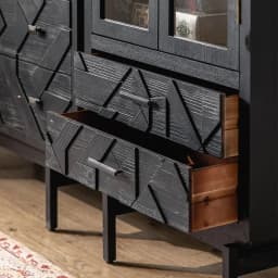 K Black new Italian side cabinet, tempered glass large storage high cabinet