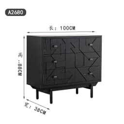 K Black new Italian side cabinet, tempered glass large storage high cabinet