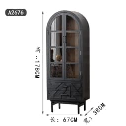 K Black new Italian side cabinet, tempered glass large storage high cabinet