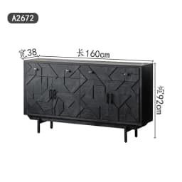 K Black new Italian side cabinet, tempered glass large storage high cabinet