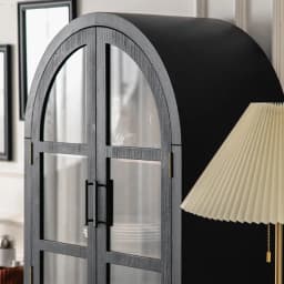 K Black new Italian side cabinet, tempered glass large storage high cabinet