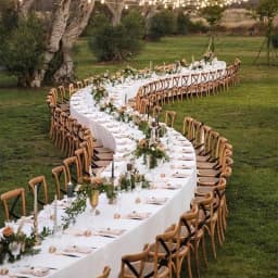 !@ Wood Rectangular & Round Folding Event Tables for Outdoor Wedding Party Dining Restaurant Event Banquet Table Use