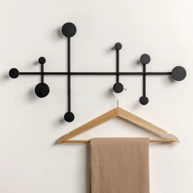 Wrought Iron Coat Racks Black Creative Space Saving Hanger Portable Wall Hanging Coat Hook Modern Bedroom Storage Furniture