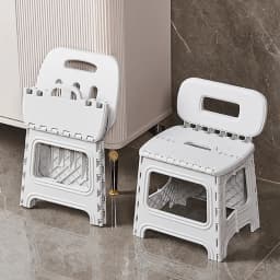 Portable Folding Step Stool with Backrest Collapsible Plastic Seat for Bathroom Kitchen Camping Outdoor Use Foldable Step Stools