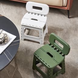 Portable Folding Step Stool with Backrest Collapsible Plastic Seat for Bathroom Kitchen Camping Outdoor Use Foldable Step Stools