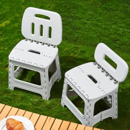 Portable Folding Step Stool with Backrest Collapsible Plastic Seat for Bathroom Kitchen Camping Outdoor Use Foldable Step Stools