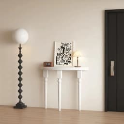 French Half Moon Console Tables Solid Wood Round Entry Desk Narrow Sofa Table for Hallway Minimalist Slim Table for Living Room