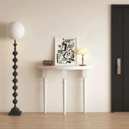 French Half Moon Console Tables Solid Wood Round Entry Desk Narrow Sofa Table for Hallway Minimalist Slim Table for Living Room