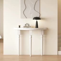 French Half Moon Console Tables Solid Wood Round Entry Desk Narrow Sofa Table for Hallway Minimalist Slim Table for Living Room