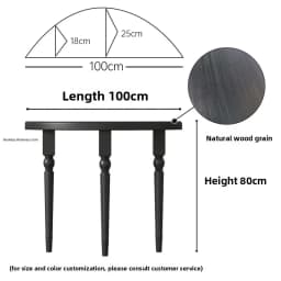 French Half Moon Console Tables Solid Wood Round Entry Desk Narrow Sofa Table for Hallway Minimalist Slim Table for Living Room