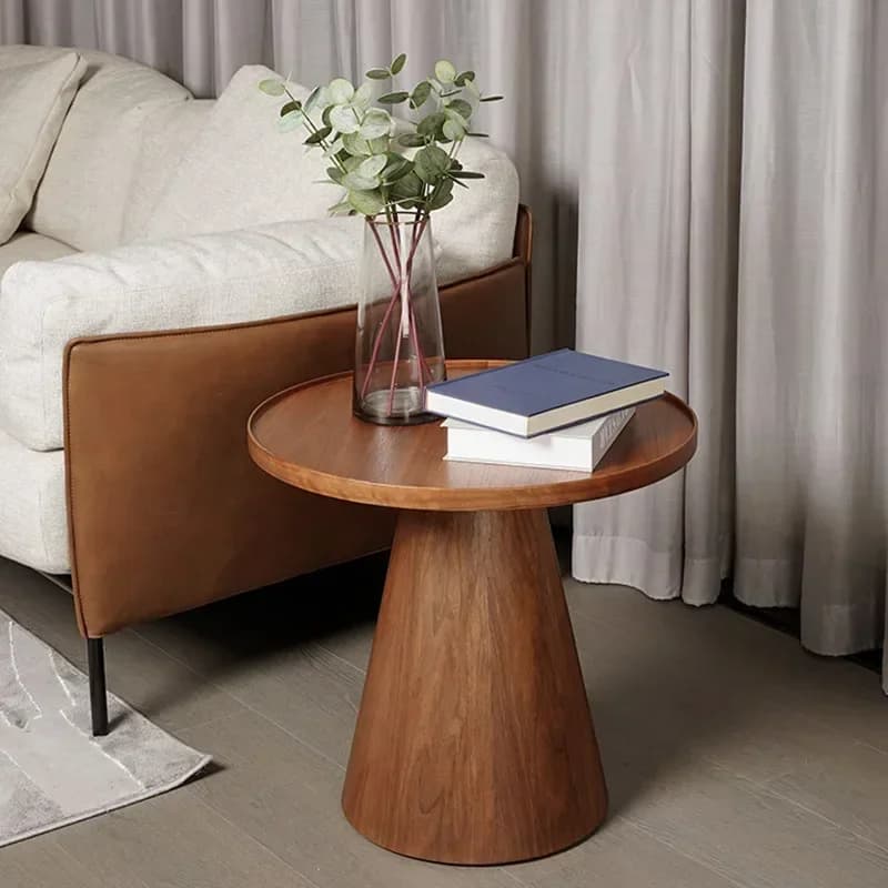 Solid Wood Round Table Vintage Coffee Table Sofa Side Table Japanese Style Home Decoration Dropshipping