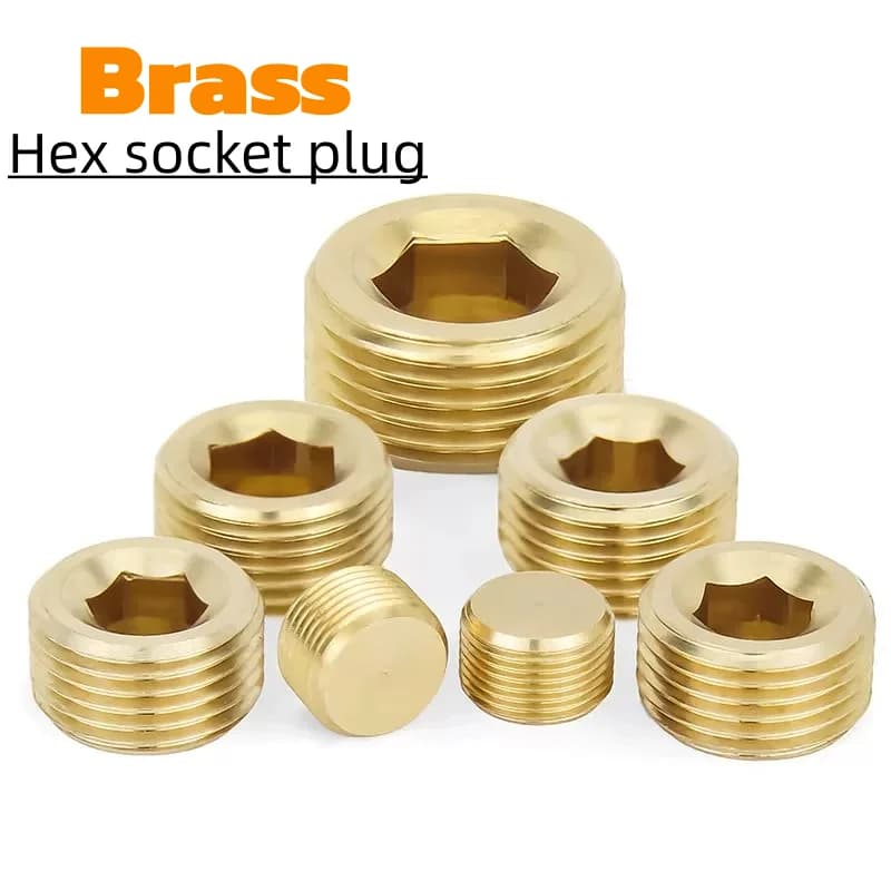 Male Thread Pipe Brass Hex Socket End Cap Plug Fitting Copper Adapter M5 M6 M8 M10~M22 PT/NPT/G 1/16" 1/8" 1/4" 3/8"~1"