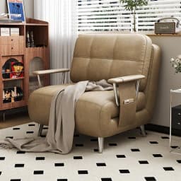 Single Sofa Bed, Foldable and Dual-use, Small Unit, Expandable Solid Wood Sofa, Study Room, Balcony, Nap Bed Living Room Sofa