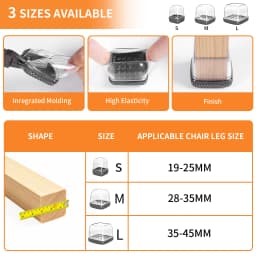 16PCS Square Chair Leg Covers Graphene Floor Protectors Furniture Table Feet Anti-Scratch Non-Slip Pads for Chair And Table Nois