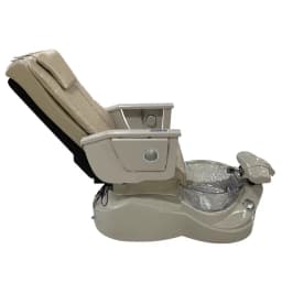 Luxury Pedicure Spa Chair Reclining Massage Glass Foot Basin Hydraulic Adjustable No Plumbing Brown Leather Nail Salon Furniture