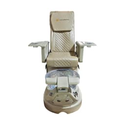 Luxury Pedicure Spa Chair Reclining Massage Glass Foot Basin Hydraulic Adjustable No Plumbing Brown Leather Nail Salon Furniture
