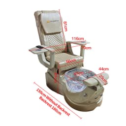 Luxury Pedicure Spa Chair Reclining Massage Glass Foot Basin Hydraulic Adjustable No Plumbing Brown Leather Nail Salon Furniture