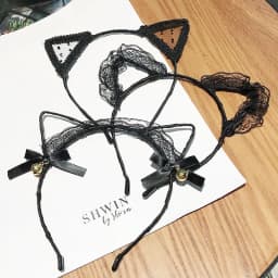 Fashion Cute Mesh Lace Dot Cat Ear Hairbands Simple Solid Ribbon Bow Fox Ears Hair Bands for Women Girls Headwear Accessories