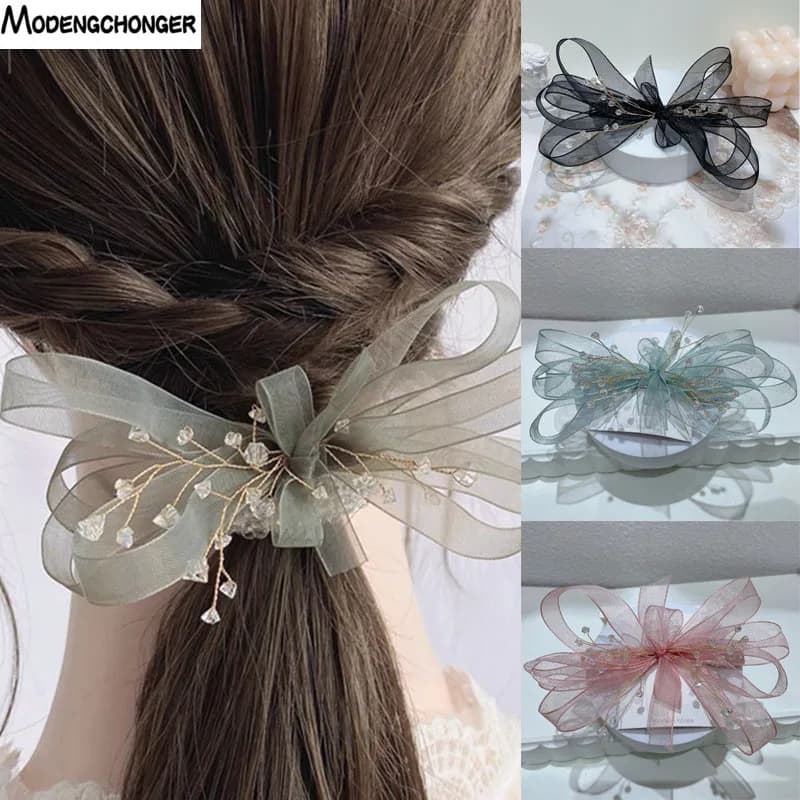New Fashion Chiffon Yarn Barrette Bow For Woman Girls Spring Clip Hairpin Super Fairy Clip Ornaments Headwear Hair Accessories
