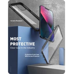 For iPhone 13 Mini Case 5.4" (2021 Release) I-BLASON Ares Dual Layer Rugged Clear Bumper Case with Built-in Screen Protector