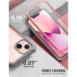 For iPhone 13 Mini Case 5.4" (2021 Release) I-BLASON Ares Dual Layer Rugged Clear Bumper Case with Built-in Screen Protector