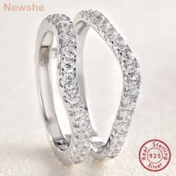 Newshe 925 Sterling Silver Moissanite Rings for Women Engagement Wedding Band Simulated Diamond Jewelry Luxury Enhancer Ring